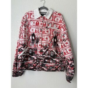 Valabasas White with Red Money Print and Black Burnt Print all over Jacket XL